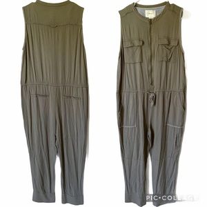 Anthro Elevenses Utility Olive Green Jumpsuit